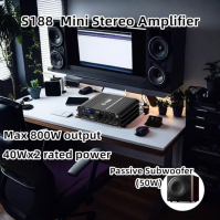 2.1kanálový zesilovač, mini hifi stereo zesilovač, 800W Bluetooth 5.0 pro domácí reproduktory 40W x 2+50W pasivní subwoofer s US